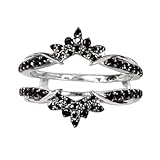 Ssjewel 1 Ct Round Cut Black Diamond Enhancer Ring Wedding Engagement Bridal Wrap Enhancer Wedding Band 14K White Gold Plated 925 Sterling Silver Handmade Anniversary Band Christmas Gift For Her