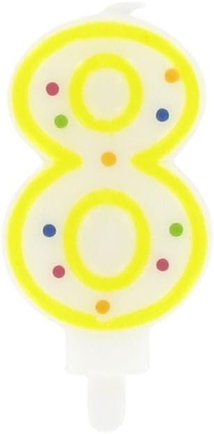 Fackelmann 52584 8 Years Birthday Candle, Cake Candle, Number 8 Candle, Birthday Cake Candle, Paraffin, 9 x 4.5 cm