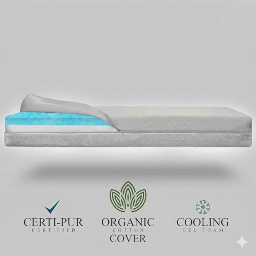 Image of Organic Cotton Covered Dual-Sided Crib Mattress | 2-Stage Premium Memory Foam CertiPUR-US Hypoallergenic Baby Mattress Firm Support for Infant Cooling Gel for Toddler, Waterproof Washable, 52x27.5x5.5