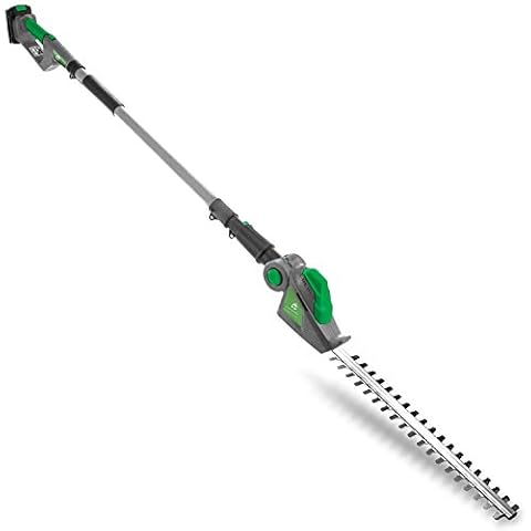 Gracious Gardens 18V Cordless Electric Hedge Trimmer Long Reach Lithium-Ion 2.4m Telescopic Extendable Pole 45cm Cutting Length, 5 Positions for Tall Hedges, Battery Powered (1 x Battery) Cover