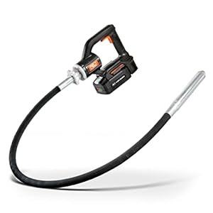 SuperHandy Concrete Vibrating Power Tool, 13k VPM, 4.9’ Ft Flex Hose Immersion Shaft, Cement Vibrator, Cordless Handheld 48V 2Ah Battery, Brushless Motor – Remove Air Bubble, Level & Mix Concrete