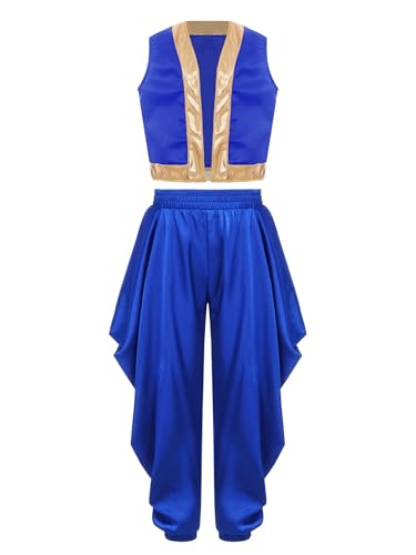 Vêtement arabe prince satin bleu pantalon sarouel oriental indien carnaval 170-176