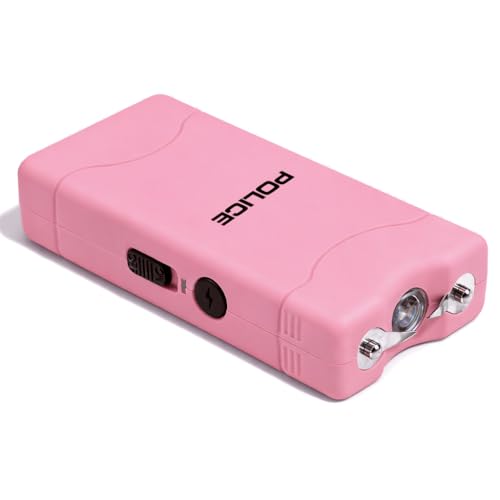 POLICE Stun Gun for Self Defense 800 – High Voltage Mini Rechargeable with LED Flashlight, Compact & Heavy Duty – Personal Security for Women – Pink