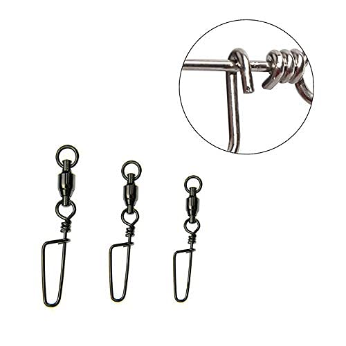 Fish Rolling Ball Bearing Barrel Swivel- 6pcs Kite String Connector/fishing Barrel Swivel with Safety Snap Stainless Steel Copper Carrpie Solid Rings Fishing Swivel Duolock Snap Rolling Ball - Thumbnail 4