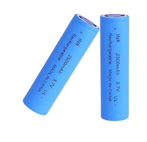Yuntunele 18650 Rechargeable Battery 3.7V High Capacity Genuine18650 Flat Top Flashlight Battery Green for Headlamp, LED Flashlight Blue