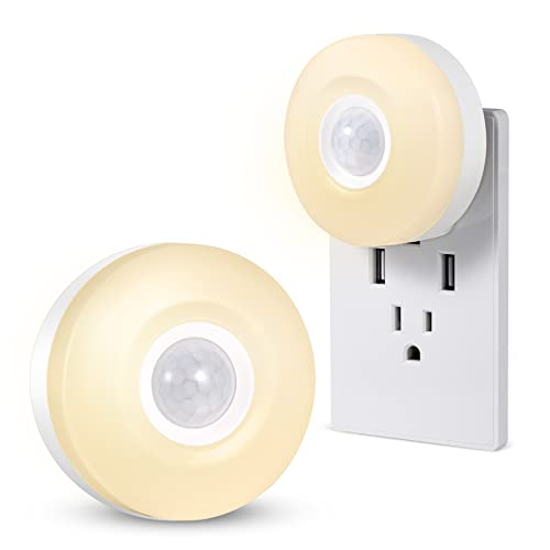 CREWEEL Night Light Plug in, Motion Sensor Night Lights Plug in Wall. 200LM Ultra Bright Soft Warm...