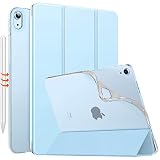 MoKo iPad Air 11インチ ケース(2026/2025/2024)、Air 第5/4世代 10.9インチ カバー iPad Air(M4/M3/M2) 11インチ カバー オートスリープ ApplePencilPro/第2世代ペアリング&充電対応 三折スタンド PUレザー 裏地マイクロファイバー TPUバックケース 軽量 マット半透明 SkyBlue
