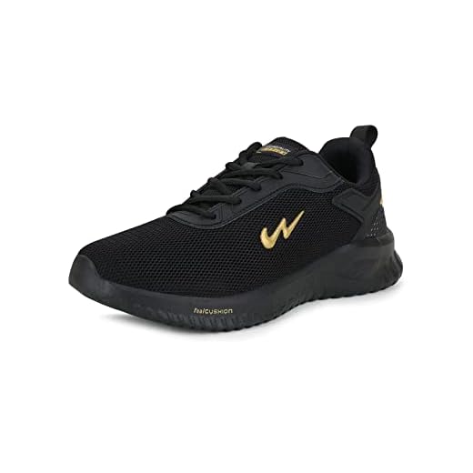 Campus Men’s Wells Running Shoes, Black/Gold