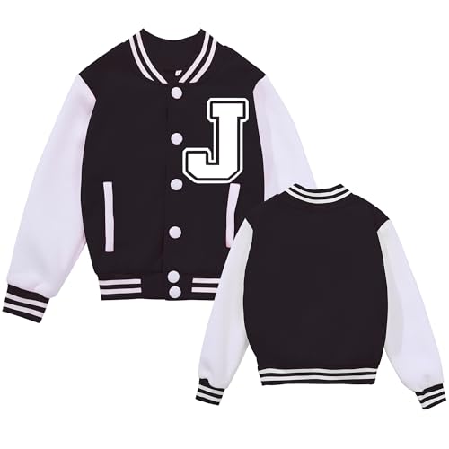 BAICAIYU Kids Baseball Jackets Boys and Girls Varsity Coat Buttons Cardigan Letter Sport Letterman School Jacket