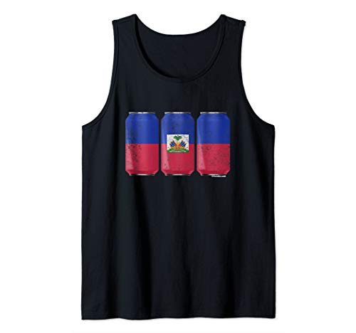 Cool Graphic Beer Cans Haiti Flag Tank Top