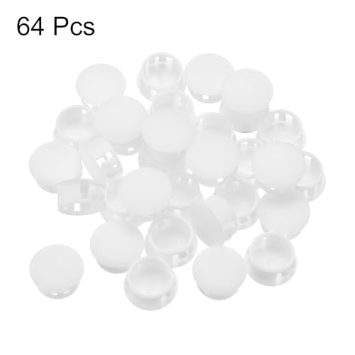 Image of MECCANIXITY 64PCS 16mm(5 /8 inch) White Plastic Hole Plugs, Flush Type Panel Hole Plugs Insert End Caps for Locking Hole Tubes Furniture Cabinet