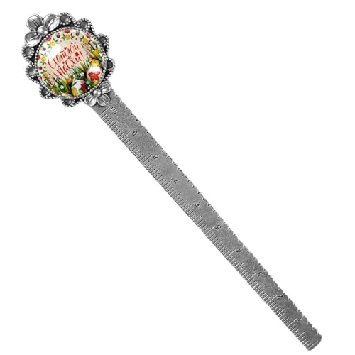 Marque-page rétro en métal avec boîte,marqueurs de livre,oeufs herbe fleurs pâques direction générale de la,Signets de règle de marque de livre vintage pour la page