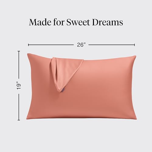 Image of Kitsch Satin Pillowcase with Zipper for Hair & Skin - Softer Than Silk Pillow Cases, Smooth Cooling Satin Pillow Case, Wrinkle-Free, Machine Washable, Pillow Cases Standard Size 19x26 - Terracotta