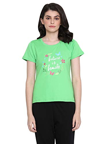 Image of Clovia Women's Cotton Cotton Rich Printed T-Shirt