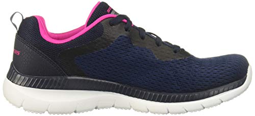 Tênis Bountiful-Quick Path, Skechers, Feminino, Azul Escuro/Rosa Choque, 38