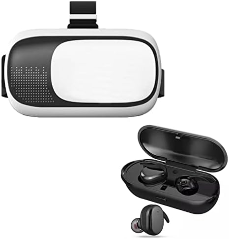 Texton 3D Headset Virtual Reality Glasses - 3D Headsets for Video Movies & Games, Truly Wireless Bluetooth Headset with Charging Case (1 Year Warranty)