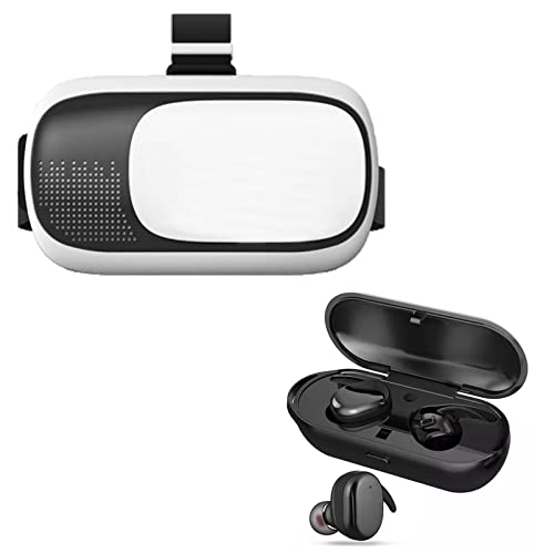 Texton 3D Headset Virtual Reality Glasses - 3D Headsets for Video Movies & Games, Truly Wireless Bluetooth Headset with Charging Case (1 Year Warranty)