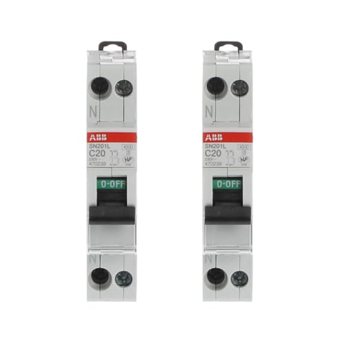 ABB Lot de 2 disjoncteurs Ph+N raccordement Vis 20A-4,5Ka - Courbe C