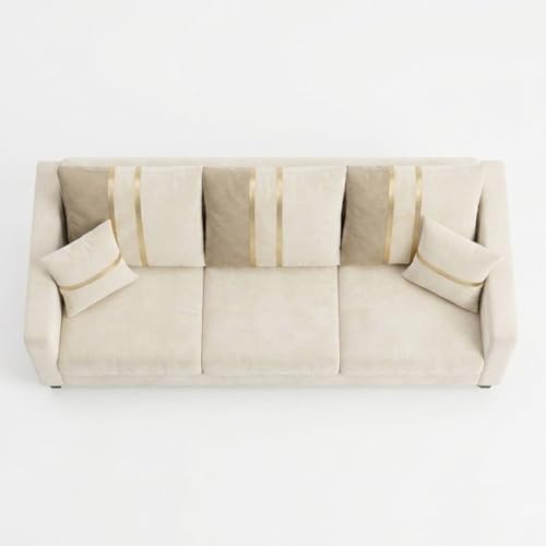 Image of Jester Plush Comfort Sofa | 3 Seater | Luxury Velvet Suede Fabric | Modern Living Room Sofa | Cream