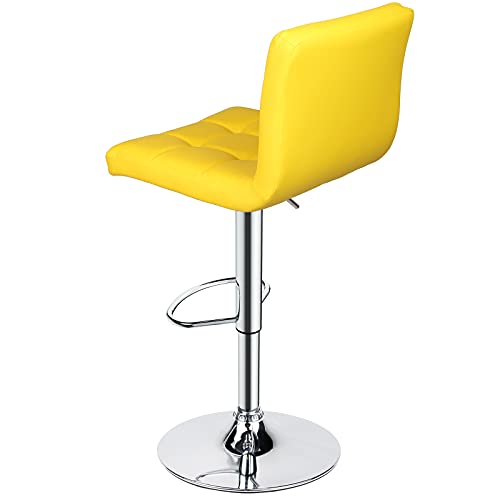Leopard Bar Stools, Modern Pu Leather Adjustable Swivel Bar Stool With Back, Set Of 2 (Yellow) #TOP5