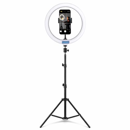 Luxside Ring Light 10 Polegadas com Tripé 2,10m Profissional, Suporte para Celular, LED 3 Cores, Iluminação para Maquiagem e Gravações, Rotação 360°