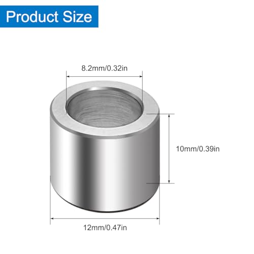 10 pack m8 aluminum spacers 82mm id x 12mm od x 10 mm length round spacer unthreaded standoff bushing plain finish metal spacer 516 inch id screw standoff fits 516in or m8 screw bolts