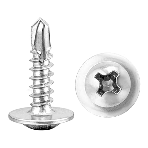MateIJS 300Pcs 8×5/8” 410 Stainless Steel Self-Tapping Sheet Metal Screws - High Strength Truss Head Fasteners for Metal, Plastic & Wood, Phillips Drive, Quick Tapping Design, Corrosion Resistant