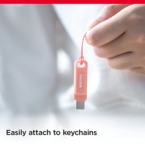 SanDisk 512GB Ultra Drive Dual Go USB Tipo-C Flash Drive, Pêssego - SDDDC3-512G-G46PC