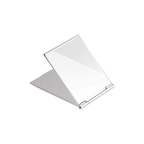 WWWRL Small Mini Make Up Mirror Portable Folding Travel Mirror, 180 Degree Horizontal Flip All Aluminum Glass Mirror For Shaving And Vanity 7cm X 7cm, Silver Cover