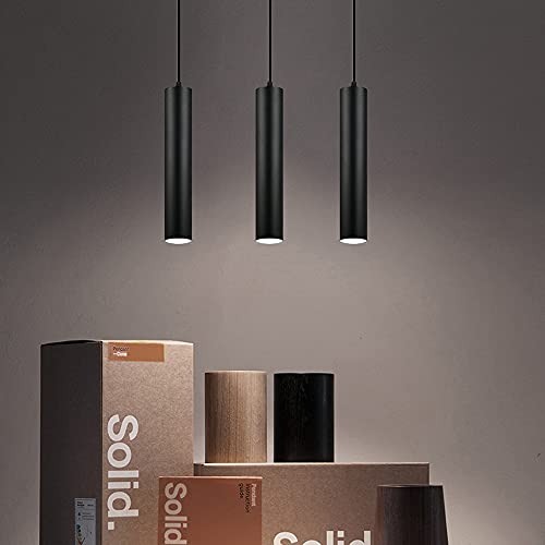 Lámpara colgante de isla de cocina con tubo cilíndrico de aluminio LED 5W color negro para techo 5