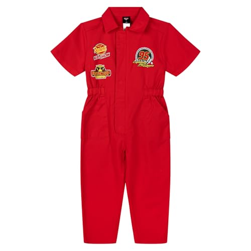 Disney Cars Lightning McQueen Toddler Boys Racing Mechanic Suit One Piece Zip Up Pit Crew Outfit Red 2T
