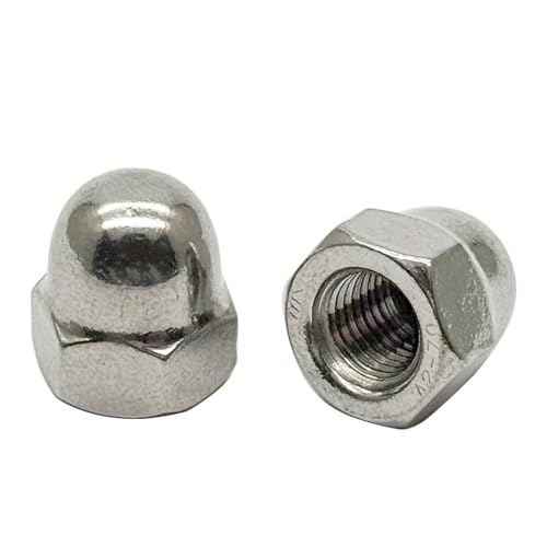 M8 x 1.0mm Acorn Cap Nuts,304 Stainless Steel Fine Thread Acorn Dome Head Hex Nuts,Rust-Resistant Fasteners(10Pcs)