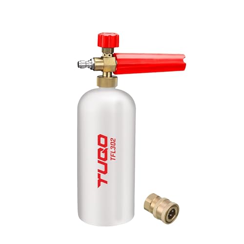 Image of TUQO Heavy Duty Adjustable Foam Lance 1L Bottle with Brass Nozzle & 1 Brass Quick Connector | Professional Series for Pressure Washers | High Foaming Car Wash Pack- TFL302