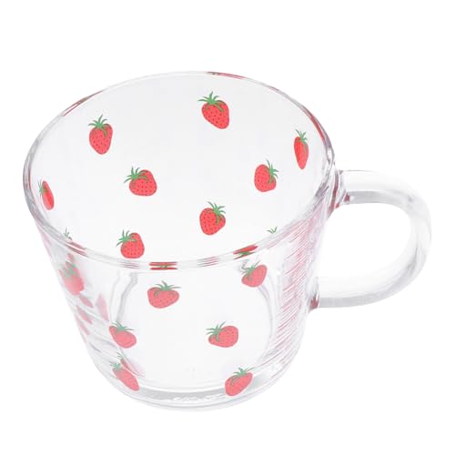 COLLBATH Unique Monogrammed Water Cups Strawberry Glass Drinking Cups Stylish for Cold Water Juice Yogurt