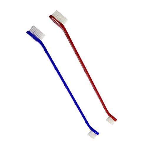 Conjunto de 2 escovas de dentes caninas Popetpop de dupla face, escovas de higiene dentária com cabo