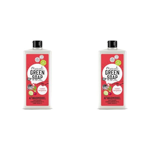 Marcel's Green Soap - Washing Up Liquid Radish & Bergamot - Dishwashing Liquid - 100% Eco friendly - 100% Vegan - 100% Recycled Plastic - 97% Biodegradable - 500 ML (Pack of 2)