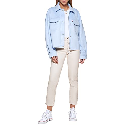 Levi's Women's Soft Faux Suede Shorty Trucker, Dusty Blue, Medium #TOP10