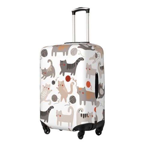 Cute Cats Play with Balls Print Luggage Cover Washable Elasticated Suitcase Covers TSA Approved Stylish Dust and Scratch Resistant Case Protector for Kids and Adults2