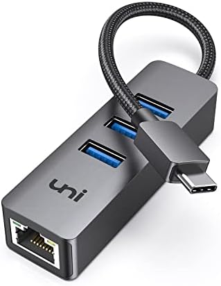 USB C to Ethernet Adapter, uni USB-C Hub with RJ45 Gigabit, [Thunderbolt 3/4 Compatible] USB 3.0 Multiport Hub for MacBook Pro/Air, iMac, iPad Pro, Surface Pro 7, Chromebook, XPS 17/15/13, and More