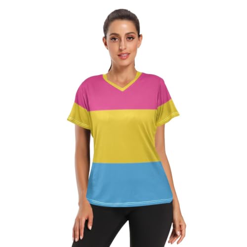 XUWU Pansexual Pride Flag Women's Active Quick Dry Sports T-Shirt Large