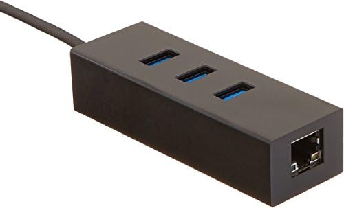 Amazon Basics USB 3.1 Type-C to 3 Port USB Hub with Ethernet Adapter - Black - 1