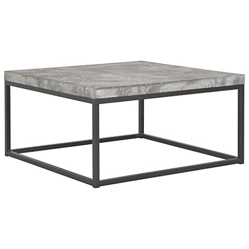 Holz-Couchtisch im industriellen,rechteckig end Tabl,Couchtisch Wohnzimmertisch,Couchtisch für Wohnzimmer Schlafzimmer Balkon Familie und Büro,75×75×38 cm Betonoptik Cover