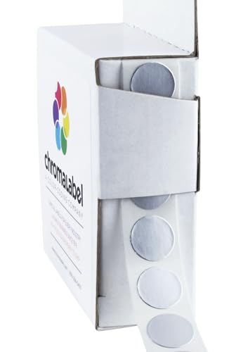 ChromaLabel Okrągła etykieta 0,50 cala Permanent Color Code Dot Naklejki, 1000 etykiet na pudełko dozownika, metaliczny srebrny