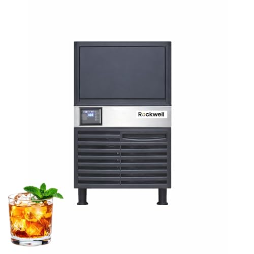 Image of ROCKWELL RICM60 Ice Cube Maker | 55 Kg /Day Ice Output | 18 Kg Storage | Commercial Ice Machine for Cafe, Restaurant & Bar