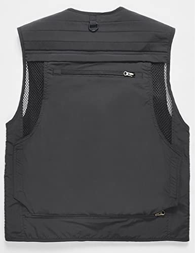 Image of Flygo Men's Casual Lightweight Outdoor Fishing Work Safari Travel Photo Cargo Vest Jacket Multi Pockets