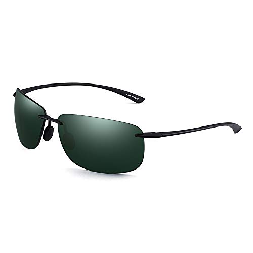 Image of JIM HALO Sport Sunglasses for Men Women TR90 Rimless Frame for Running Fishing Cycling Driving, Polarized Green, One Size