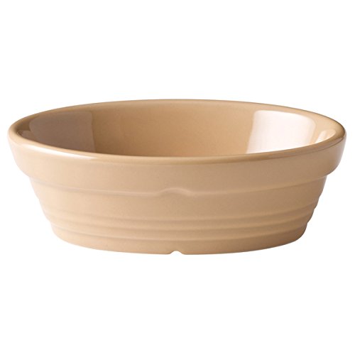 Utopia Titan Oval Cane Dish 5.5" / 14 x 10cm - Set of 6 - Stoneware Dish - Tapas Dish, Beige, 14 x 10 cm