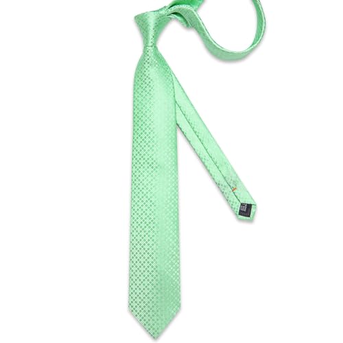 Image of DiBanGu Mens Silk Plaid Tie and Pocket Square Set | Elegant Silk Formal Tie Set, Woven Check Necktie and Cufflinks Tie Clip Set, Perfect for Wedding Party, Comes in Gift Box