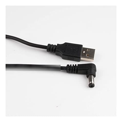 EVURU USB to DC Power Plug USB Convert to DC5.5 * 2.5mm/DC5.5 * 2.1mm Angled USB L Shape Dark Right Angle Jack with Cord Connector Cable (Size : 1M, Color : Black)