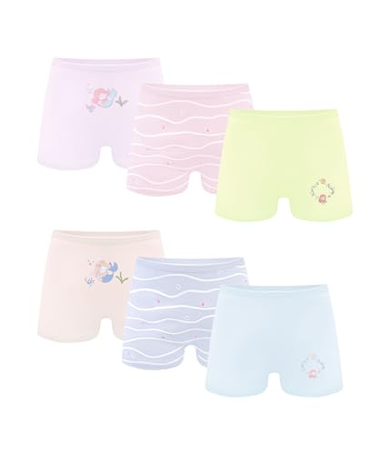Power Flower Pack de Boxer de Algodón para Niñas – Ropa Interior Suave y Transpirable, Boxer Cómodos para Niñas de 2 a 12 Años (Pack de 6) (8-10 Years, KT02)